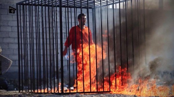 بالصور مقتل الطيّار الأردني معاذ الكساسبة حرقاً على يد داعش