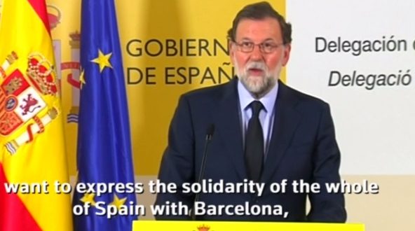Spain president talking after Barcelona's attack - رئيس وزراء اسبانيا يتحدث بعد الهجوم الارهابي في برشلونة