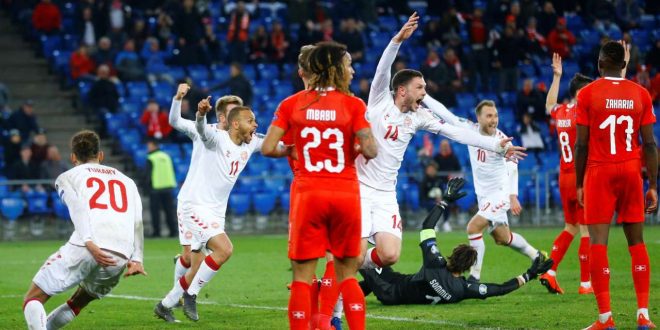 Denmark wins Switzerland 3 goals in 10 minutes